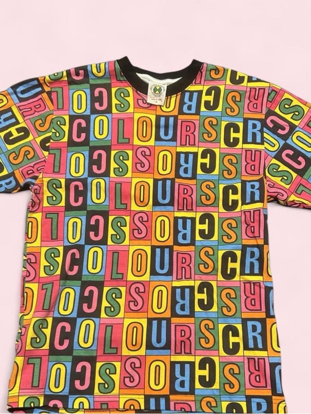 Cross Colours All Over Print Tee Colorblock Graphic Streetwear 90s Style Medium